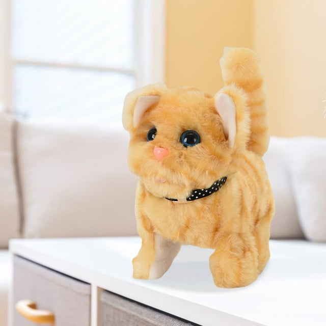 VONKY Plush Electronic Cat Toy Early Learning for Present Toys Children Christmas yellow