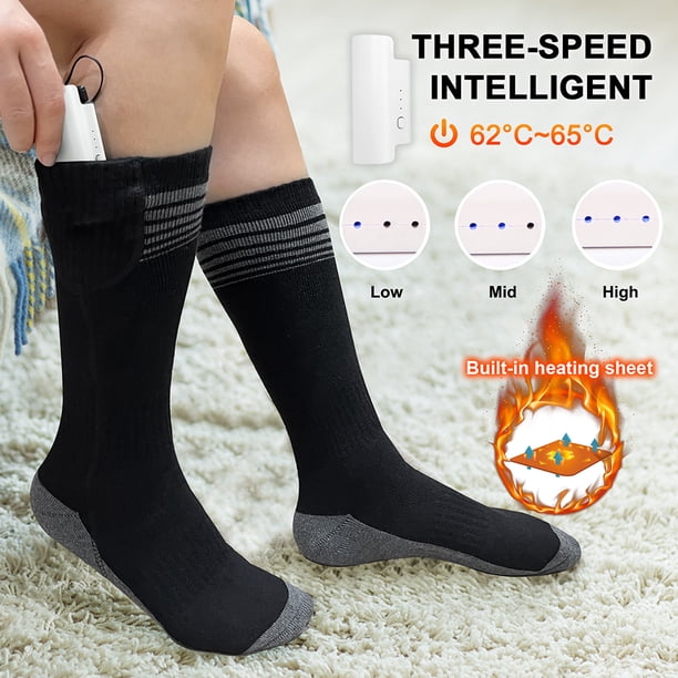 Calcetines unisex con calefacción por batería, transpirables, acogedores, lavables para acampar, pescar y andar en bicicleta
