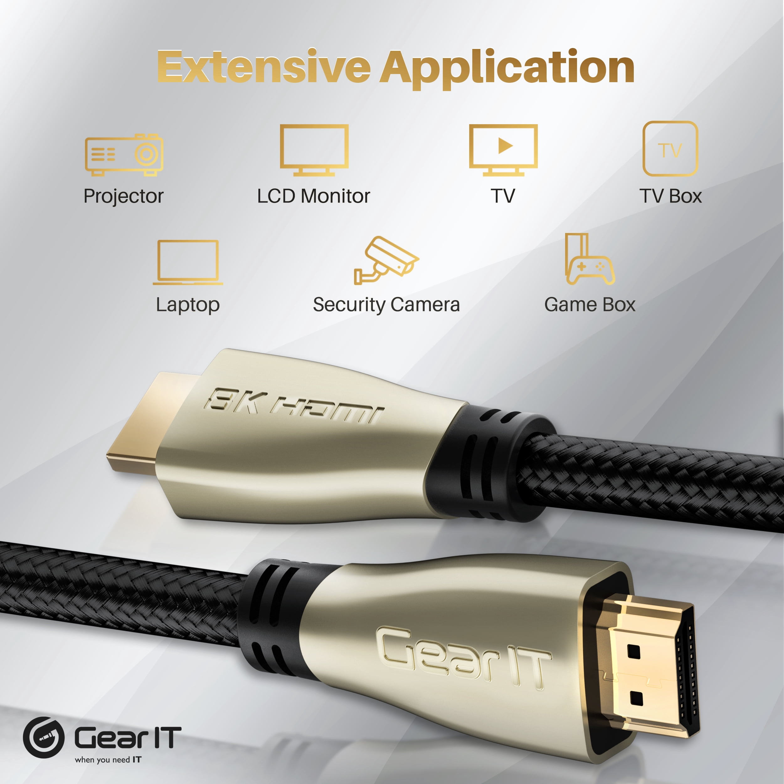 GEARit 8K HDMI Cable 2.1, 16ft / 5m HDMI Braided Cord CL3-Rated, 4K@120Hz 8K@60Hz Compatible with TV, PC, Laptop, Monitor, Projector