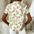 thumbnail image 5 of Women's Hawaiian Summer Cool Floral Tropic Print Beach Short Sleeve Button Up Shirt Beige M, 5 of 5