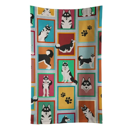 Lots of Siberian Husky Kitchen Towel 15 in x 25 in