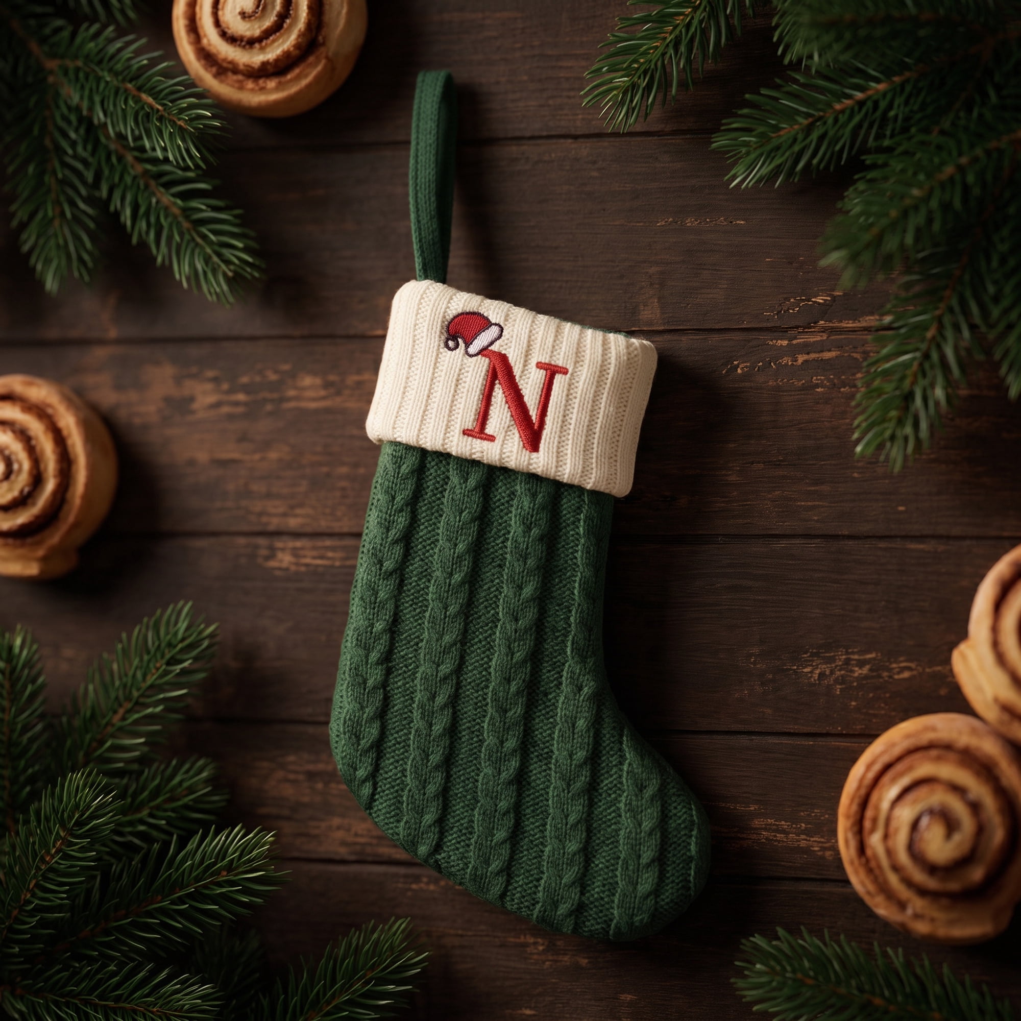 Unique Bargains Christmas Luxury Grand Hearth Accent Stocking Green Letter N 8"