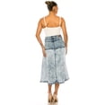 thumbnail image 3 of Be-Girl Women's Acid Wash Denim Midi Skirt,Flare, Mid-Waist, Distressed Finish-SG-89396, 3 of 6