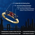 thumbnail image 2 of Gem Stone King 18K Yellow Gold Plated Silver Red Rhodolite Garnet and Blue Sapphire Engagement Ring for Women | 1.80 Cttw | Round 5MM | Gemstone January Birthstone | Size 8, 2 of 6