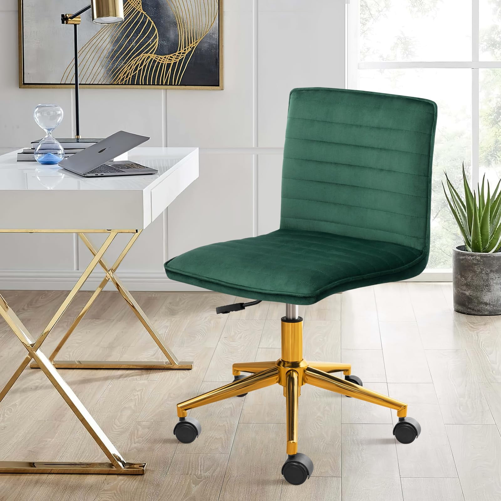 darkgreen velvet office chair adjustable product