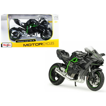 Kawasaki Ninja H2 R Black and Carbon 1/12 Diecast Motorcycle Model by