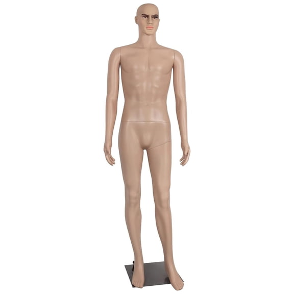 Male Mannequin Full Body Realistic Adjustable Mannequin Display Head Turns Dress Form W/Metal Base 73 inch (Male-B)