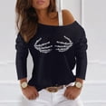 thumbnail image 2 of Camisas informales de manga larga para mujer, jersey con hombros descubiertos, blusa holgada con lentejuelas brillantes, Tops tipo túnica Pompotops gfhjh15380, 2 of 7