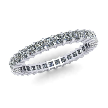 Natural 1.80Ct Princess Cut Diamond Shared Prong Women's Anniversary Wedding Eternity Band Ring Solid 10k White Gold G-H