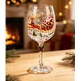 thumbnail image 4 of Night Scene Santa Reindeer Stemmed Wine Glass, Snowflake Accent Goblet, Artistic Holiday Drinkware for Home Christmas Party Gift, 4 of 6