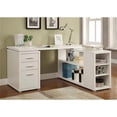 thumbnail image 2 of Contemporary L Shaped Office Desk with 3 Drawers and Shelves, White, 2 of 6