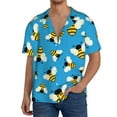 thumbnail image 3 of Vsdgher Flying Bees Print Men's Wrinkle Free Untucked Cuban Shirt Business Casual Button Down Shirts Short Sleeve Shirt, 3 of 7