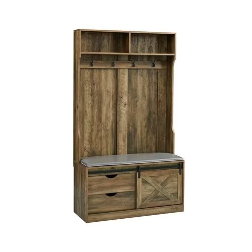 Hall Tree with Storage Bench,Modern Hall Tree with 2 Drawers and Shelf