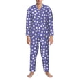 thumbnail image 3 of Naloa Daisies Flowers Men’s Pajamas Set - Long Sleeve Button Down Sleep Shirt and Pajama Bottoms Sleepwear Set-XX-Large, 3 of 7