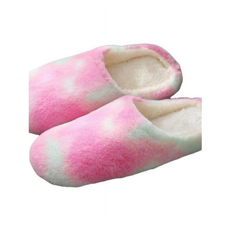 

Women s Fuzzy House Slippers Furry Faux Fur Lined Bedroom Shoes Cozy Indoor Slide