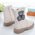 thumbnail image 5 of Cethrio Big Girls Winter Booties Size 2(Big Kids), Non-slip Zipper Thermal School Winter Shoes Beige, 5 of 7