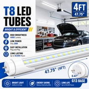 CNSUNWAY T8 LED Light Bulbs, 4FT 28W 4060LM, Single or Double End Powered, Plug and Play or Ballast Bypass, 6500K, 4-Pack