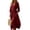 Wine, variant on Womens 3/4 Sleeve Tunic Dress, Casual Loose Fit Pleated Long Gown, Elegant A-Line Work Office Beach Vacation Swing Dress, S-2XL