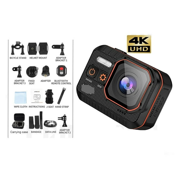 Ultra HD 4K Action Camera 4K60FPS Remote Control 30m Waterproof 170° Wide Angle Action Camera Dash Cam ,Quick Installation