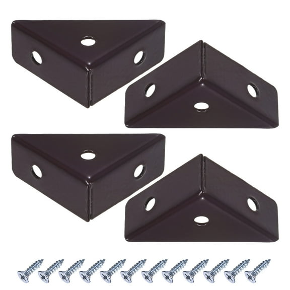Uxcell 4-Pack L-Shape Corner Brace, 1.5 x 1.5 in Stainless Steel Right Angle Support Brackets Fastener Joint [Brown]