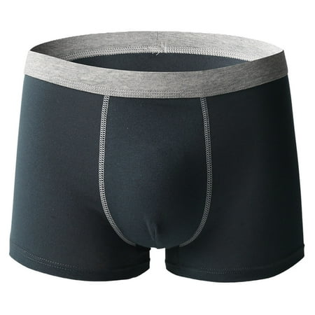 

HEVIRGO Men Underpants Contrast Color Moisture-wicking Plus Size Mid Waist Loose-fitting Boxer Briefs for Daily Wear