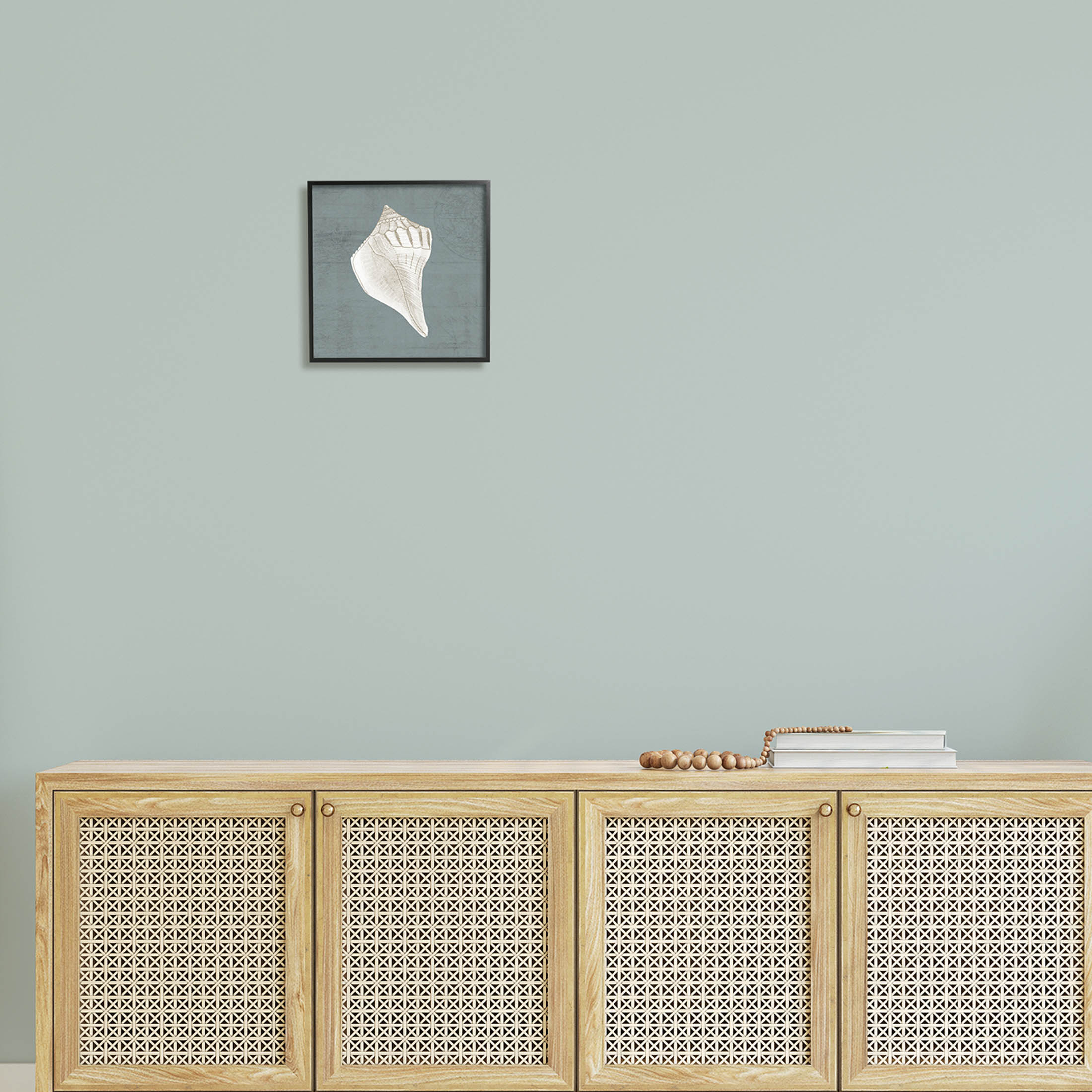 Conch Seashell Stipple Pattern Animals & Insects Graphic Art Black Framed Art Print Wall Art