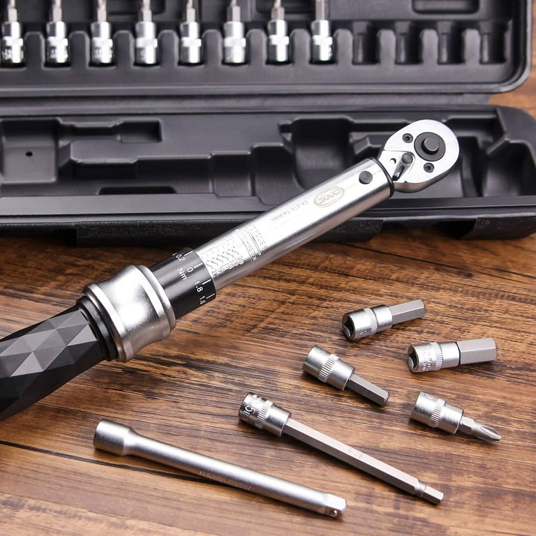 Bike Torque Wrench Set 1/4 Drive Click 1-25 Nm Bicycle Maintenance Tool  Kit for Road/Mountain Bikes 