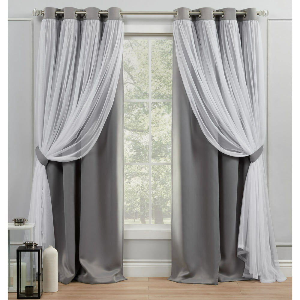 Exclusive Home Curtains Catarina Layered Solid Room Darkening Blackout And Sheer Grommet Top 