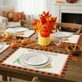 thumbnail image 6 of Fall Placemats, Pumpkin Theme Table Mat, Orange Black Plaid, Retro Dining Mat, Fall Harvest Party Place mats, Linen Heat Resistant Mats, Stain Resistant Mat, Thanksgiving Party Placemat, 6 of 6