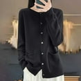 thumbnail image 2 of Ltctricy Cardigan Sweaters for Women Soft Long Sleeve Crewneck Button down Knit Cardigans Casual Outwear Coats with Pockets(Black,Large), 2 of 5
