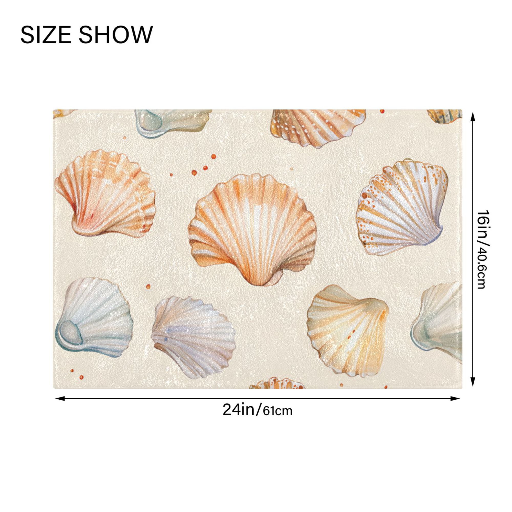 Yayeee Bath Rugs for Bathroom Floor Set of 2 Non Slip Fluffy Soft Absorbent Mat, Beige Seashell