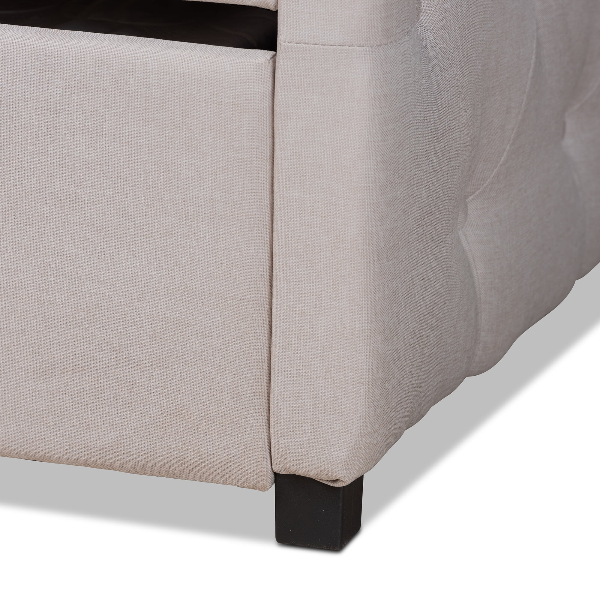 Baxton Studio Becker Transitional Upholstered with Trundle Daybed, Queen, Beige/Black