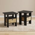 thumbnail image 2 of Furinno Andrey Side Table Set of 2, 2-Tier Black End Table, Open Shelf Night Stand with Storage Bin, Nightstand, for Living Room, Bedroom, Home Office, Black Espresso, 2 of 5