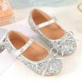 thumbnail image 4 of Gubotare Little Girls Shoes Mary Jane Flats for Toddler Girls Little Kids Glittery Dress Princess Wedding Ballet Shoes,Silver 10-10.5 Years, 4 of 5