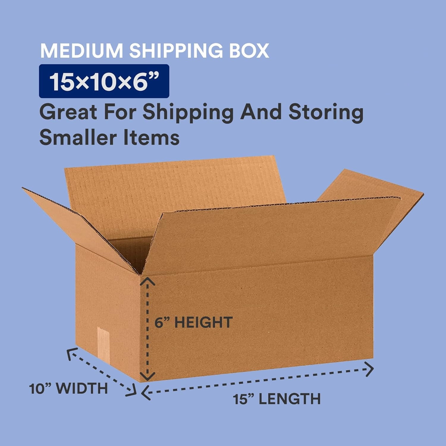 15 x 10 x 6 Corrugated Cardboard Boxes, Medium 15"L x 10"W x 6"H, Pack of 25 | Shipping, Packaging, Moving, Storage Box for Home or Business, Strong Wholesale Bulk Boxes
