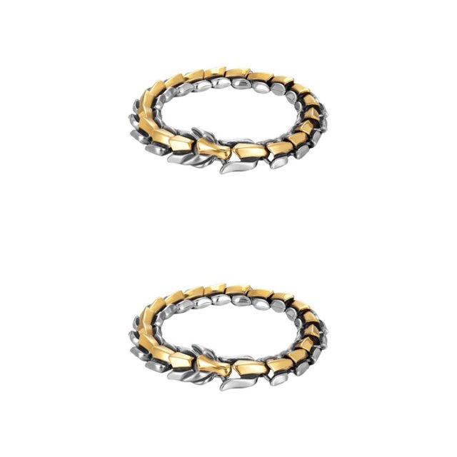 Thinsony Distinctive Gothic Punk Dragon Scale Bangle 48 inches Cool and Contemporary Light Gold 7.48 Inch 2Set