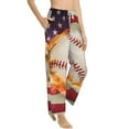 thumbnail image 6 of Salouo Baseball Ball With Flag Print Women's Pajama Pants Casual Loose Sweatpants PJs Flowy Pants Drawstring Palazzo for Women Wide Leg Pants Lounge Pajama -Medium, 6 of 8
