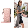 thumbnail image 1 of Case for iPhone 15 Plus GANGXUN Wallet Flip Phone Case with Strap,Quilted Leather Cover with Gold Bow, 1 of 6