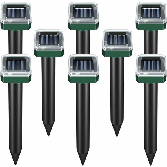 HeartGoods Mole Repellent Solar Powered, Waterproof Vole Chipmunk Repellent Outdoor,Ultrasonic Gopher Repellent for Lawn Garden, Mole Deterrent,Groundhog Repeller, Snake (8 Packs)