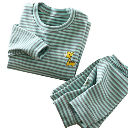 

Thhvdrg Baby Boys Girls Clothes Kids Toddler Boy Outfits Velvet Warm Set Autumn Winter Pyjamas Set Striped Print Long Sleeve Crewneck Tops and Pants