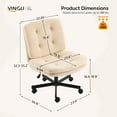 thumbnail image 2 of YEXJ Swivel Armless Criss Cross Chair with Dual-Use Wheels,Adjustable Height Cross-Legged Office Desk Chair, Vanity Chair, Rolling Computer Chair for Home,Teddy Fleece Khaki, 2 of 10