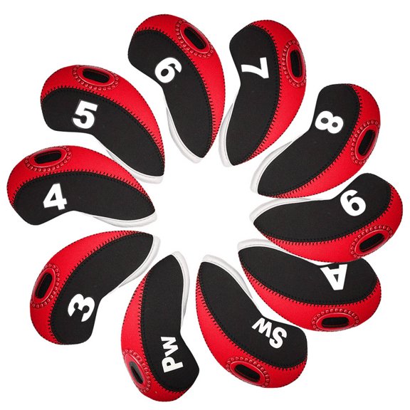 BESTSKY 10Pcs Golf Club Covers,Golf Head Covers,Putter Cover,Red