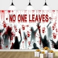 thumbnail image 3 of Bloody Halloween Backdrop,No One Leaves Photography Background,Horror Bloody Ghost Shadow Blood Footprint Handprint Decor,for Spooky Summerween Zombie Vampire Party Supply-7x5FT, 3 of 7