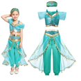 thumbnail image 2 of Vestido de princesa Jasmine de Disney, disfraz de lámpara mágica de Aladino, ropa para niñas, cumpleaños, carnaval, fiesta, Halloween, ropa elegante, Set7-8T Gao Jinjia LED, 2 of 2
