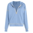 thumbnail image 6 of Towmus Half Zip Long Sleeve Sweatshirts Lapel Zipper Sweatshirt Drawstring Loose Pullover Tops with Pockets, 6 of 6