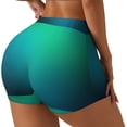thumbnail image 2 of Kdxio Green Turquoise Teal Print Workout Shorts for Women Seamless Soft Smooth Gym Yoga Scrunch Active Shorts, 2 of 5