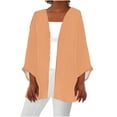thumbnail image 1 of cfhntfmh Cardigan Femme Manches 3/4 Décontracté Ouvert Automne Cardigan Léger Ample Manteaux Couleur Unie Hauts, 1 of 5