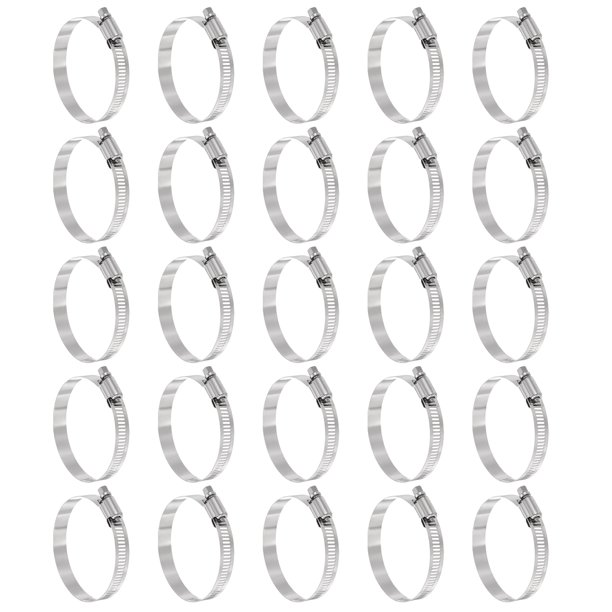 Uxcell 25 Pcs Abrazadera de Manguera 2-1/16"-3" de Acero Inoxidable Ajustable con Tornillo Phillips