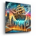 thumbnail image 2 of Epic Art 'Steam Punk Ship In Chicago' by Rey Klimt Acrylic Glass Wall Art, 12" x 12", 2 of 8