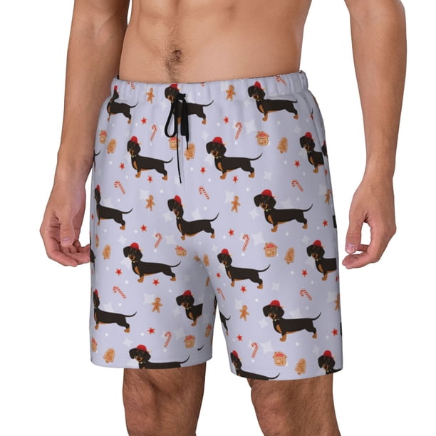 Fotbe Dachshund Dog Puppy Traje de Baño para Hombre – Shorts de Natación de Secado Rápido con Forro y Bolsillos-Medium